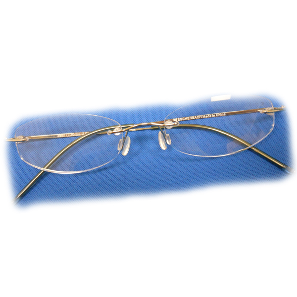 +2 Diopter Eschenbach Rimless Reading Glasses - Gold Oval - Click Image to Close